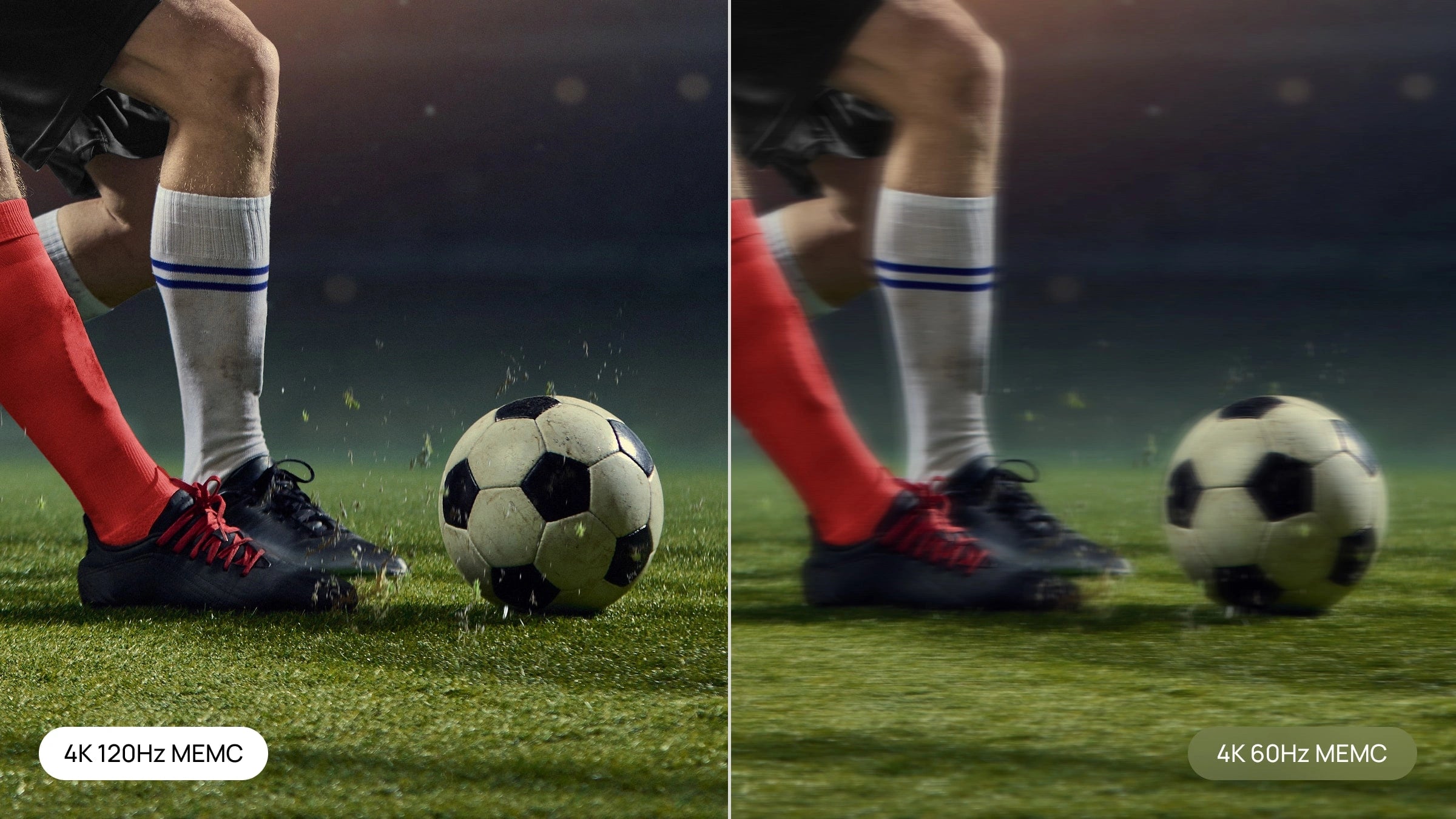Football player motion sequence demonstrating MEMC clarity