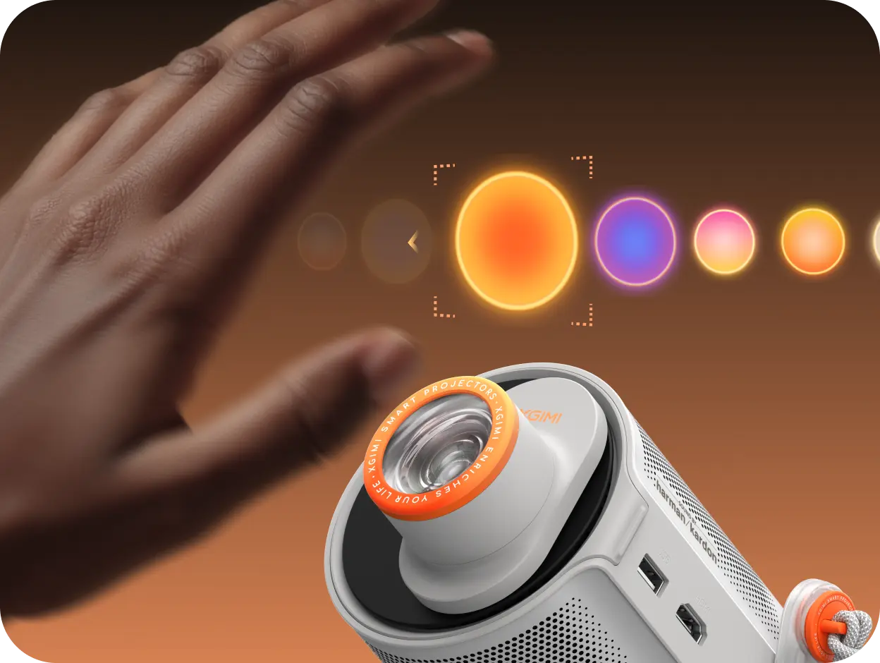 XGIMI MoGo 4 Intelligenter 1080p Projektor für unterwegs -  Mit einem Winken steuern! Bewege deine Hand weniger als 30cm vor der Linse, um den Effekt zu ändern — keine Fernbedienung nötig! 