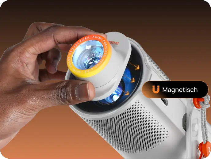XGIMI MoGo 4 Intelligenter 1080p Projektor für unterwegs -  Magnetischer Kreativfilter Klick, klick,  BUMM!   Es war noch nie so einfach, deine Umgebung zu verändern. Setze einfach den magnetischen Kreativfilter auf die Linse und tauche ein.